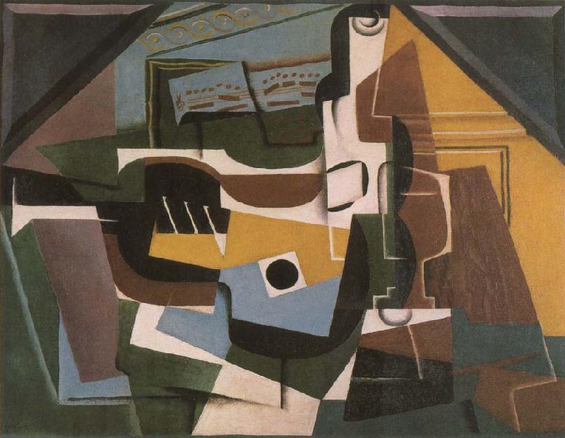 Juan Gris Guitar winebottle and cup Sweden oil painting art